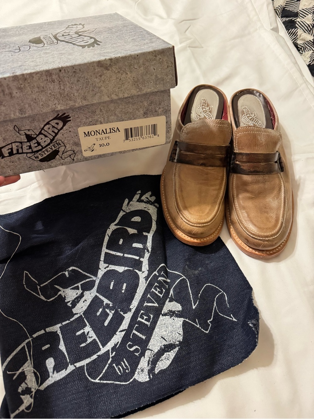 Freebird by Steven Monalisa Taupe Leather Mule Clogs Size 10